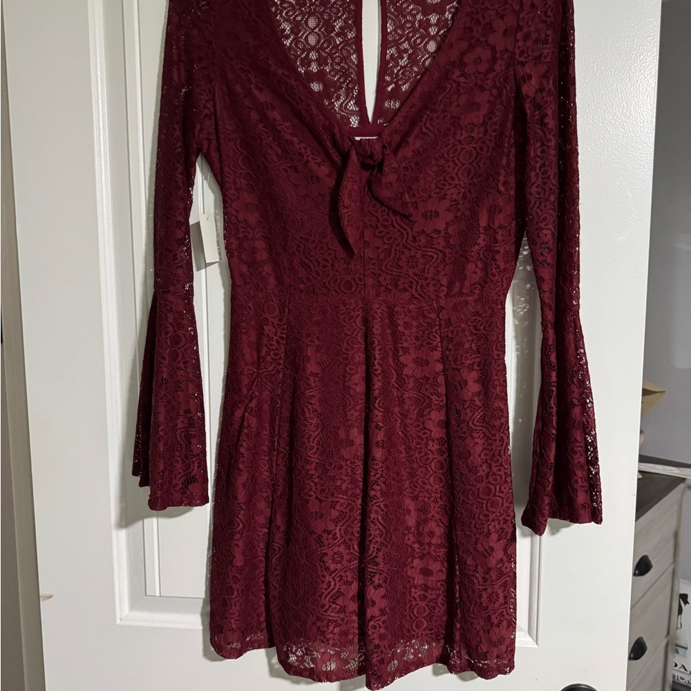 Elegant Burgundy Lace Dress